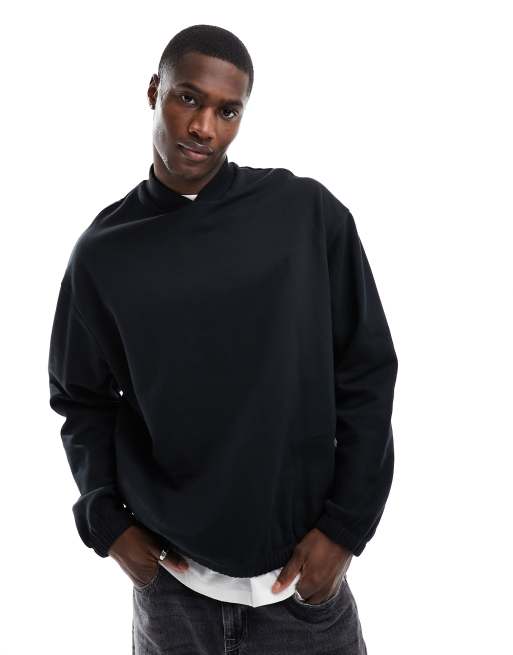 ASOS DESIGN - Oversized sweatshirt met ronde hals in zwart