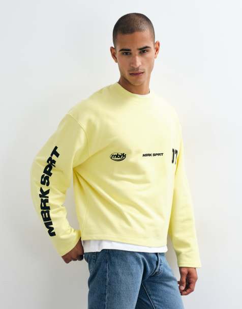 ASOS DESIGN oversized sweatshirt met sportprint in geel - view 1