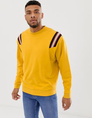 ASOS DESIGN - Oversized sweatshirt met streep in geel