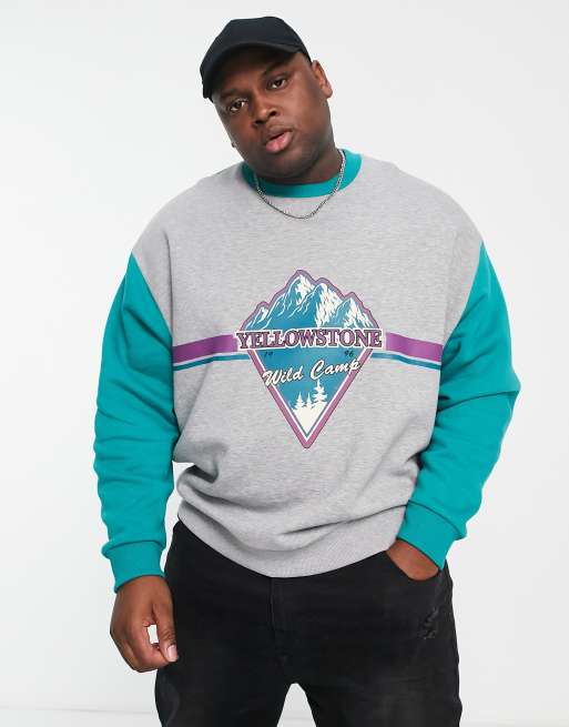 ASOS DESIGN - Oversized sweatshirt met vintage print en contrasterende raglanmouwen, 3 van 4