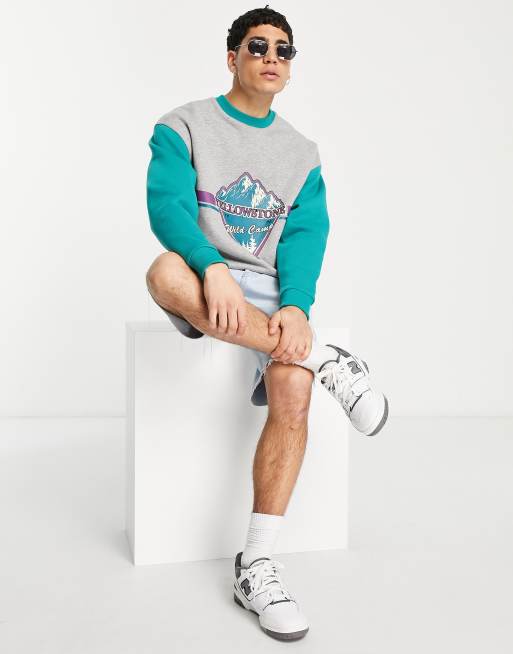ASOS DESIGN - Oversized sweatshirt met vintage print en contrasterende raglanmouwen, 4 van 4
