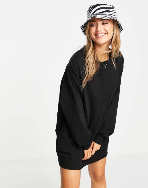 ASOS DESIGN oversized sweatshirt mini dress in black | ASOS