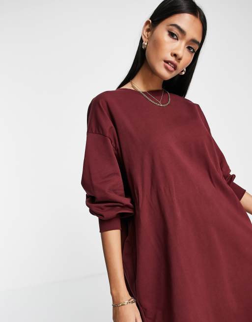 Burgundy discount sweatshirt dress