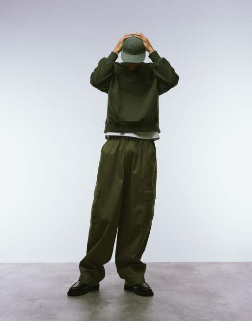 ASOS DESIGN - Oversized sweatshirt van 400gsm zware premium stof in kaki