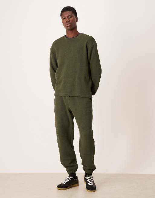 ASOS DESIGN - Oversized sweatshirt van 400gsm zware stof met textuur in groen, deel van co-ord set, 2 van 5