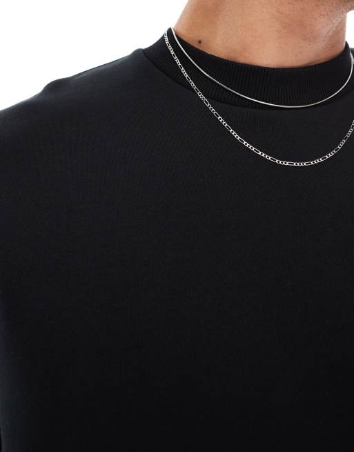 ASOS DESIGN - Oversized sweatshirt van dikke stof met korte mouwen in zwart, 3 van 4