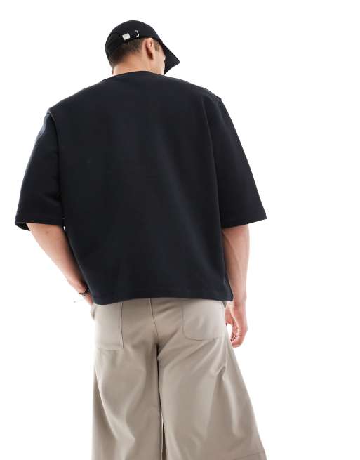 ASOS DESIGN - Oversized sweatshirt van dikke stof met korte mouwen in zwart, 4 van 4