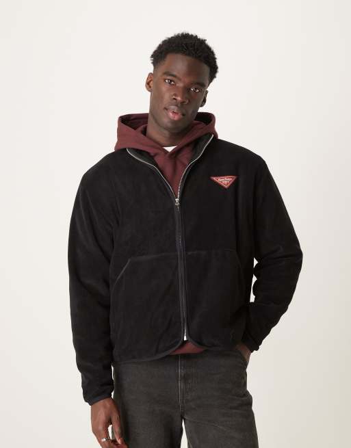 ASOS DESIGN - Oversized sweatshirt van fleece met opstaande boord in zwarte print