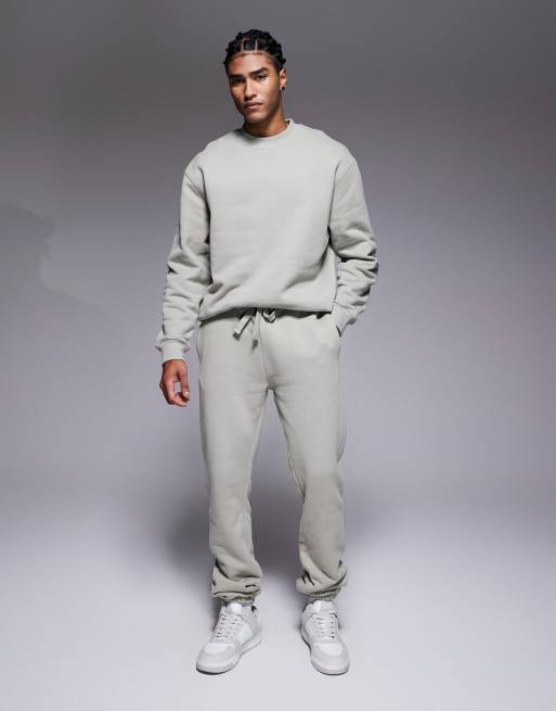 ASOS DESIGN - Oversized sweatshirt van premium 400gsms zware stof in saliegroen, deel van co-ord set, 2 van 5