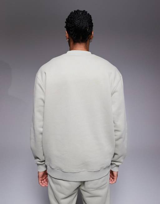ASOS DESIGN - Oversized sweatshirt van premium 400gsms zware stof in saliegroen, deel van co-ord set, 4 van 5