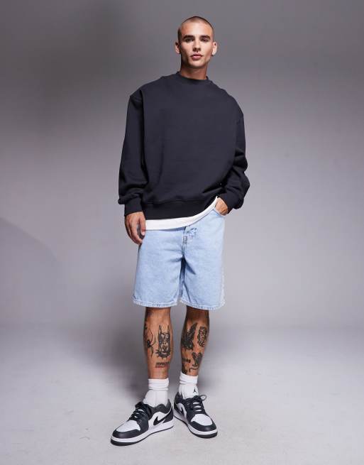 ASOS DESIGN - Oversized sweatshirt van zware premium stof in antracietgrijs