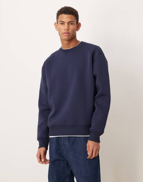 ASOS DESIGN - Oversized sweatshirt van zware stof in scubastijl in marineblauw - view 1