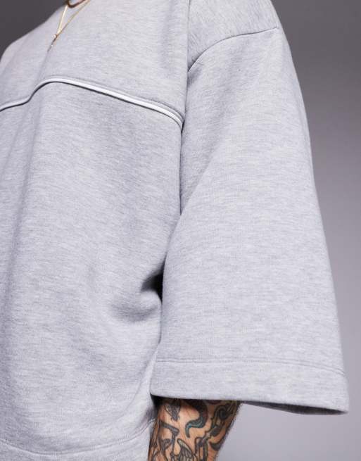 ASOS DESIGN oversized sweatshirt with 3/4 length sleeves in heather gray