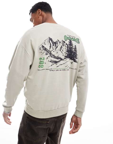 ASOS DESIGN oversized sweatshirt with back print in grey marl - view 1