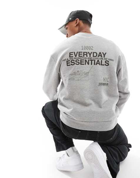 ASOS DESIGN oversized sweatshirt with back print in grey marl - view 1