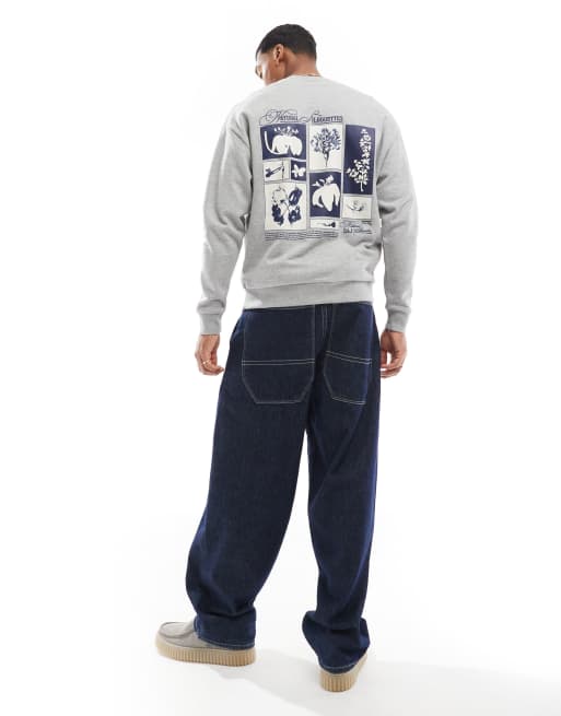 ASOS DESIGN oversized sweatshirt with back print in grey marl