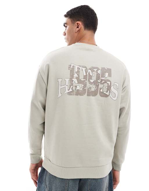 ASOS DESIGN oversized sweatshirt with back print in off white