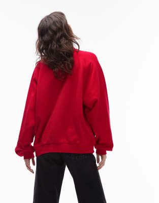 Asos Design Oversized Sweatshirt With Balloon Sleeves In Red