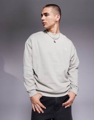 Asos Design Oversized Sweatshirt With Beer Mat Prints