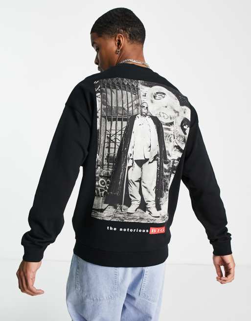 ASOS DESIGN oversized sweatshirt with Biggie Smalls front and back graphic  print in black