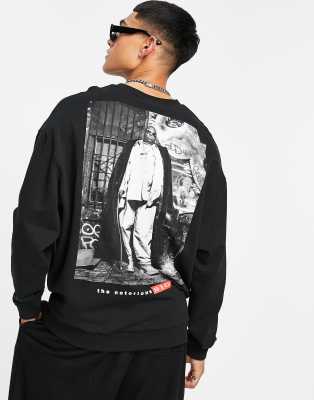 ASOS DESIGN oversized sweatshirt with Biggie Smalls print in black