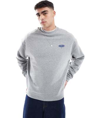 Asos Design Oversized Sweatshirt With Bubble Back Print In Gray