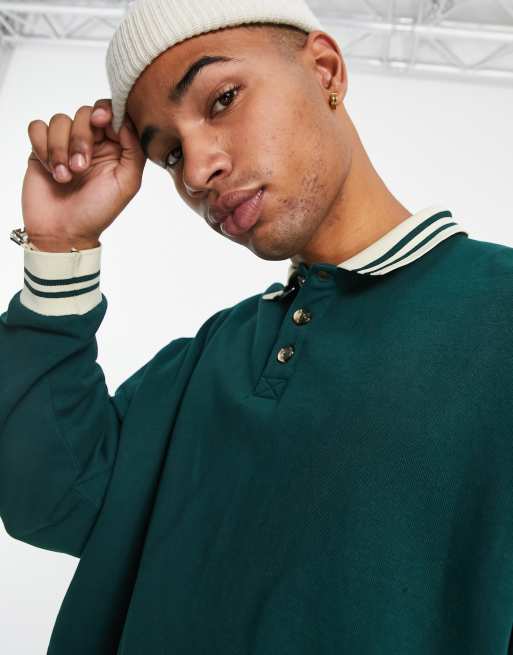 Asos design sweatshirt with polo sale neck