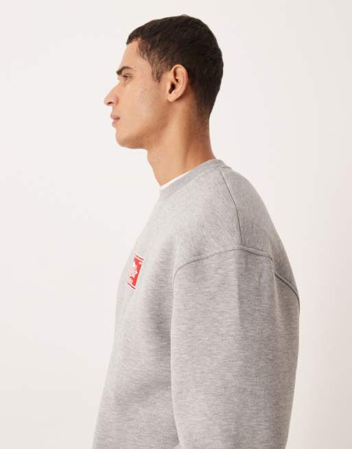 ASOS DESIGN oversized sweatshirt with chest embroidery in grey marl (part of a set), 4 of 5