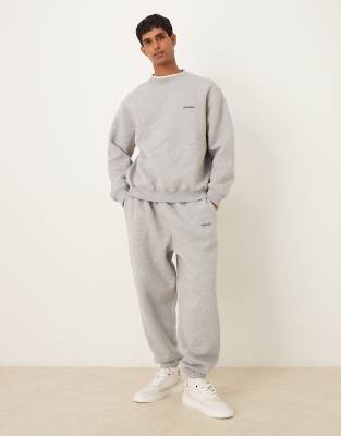 Asos Design Oversized Sweatshirt With Chest Print In Gray