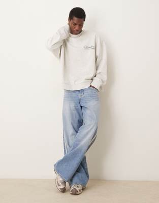 Asos Design Oversized Sweatshirt With Chest Print In White