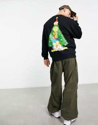 ASOS DESIGN oversized sweatshirt with Christmas Simpsons print in black