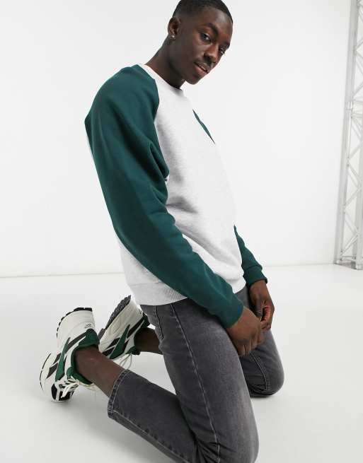 ASOS DESIGN Tall sweatshirt with contrast raglan sleeves and raw edge seam  detail