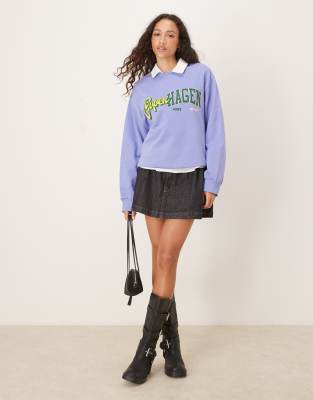 Asos Design Oversized Sweatshirt With Copenhagen Graphic In Purple