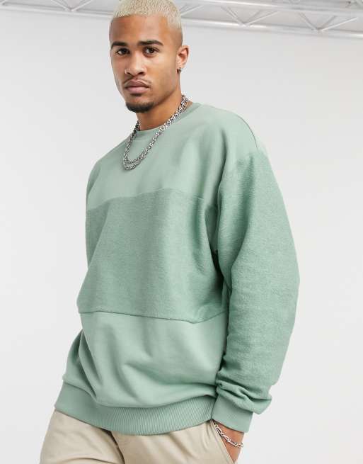 ASOS DESIGN oversized sweatshirt with cut and sew panel | ASOS