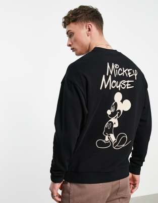 ASOS DESIGN oversized sweatshirt with Disney Mickey Mouse print in black