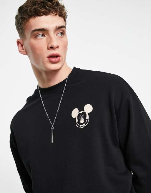 ASOS DESIGN oversized sweatshirt with Disney Mickey Mouse print in black