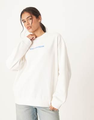 Asos Design Oversized Sweatshirt With Floral Art Graphic In Blue