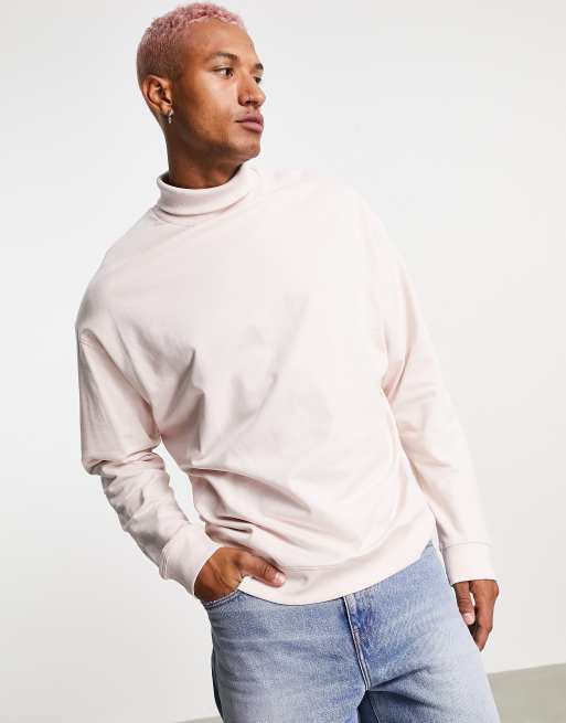 ASOS DESIGN oversized sweatshirt with funnel neck in pink