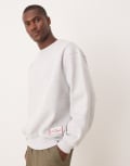 [ASOS DESIGN] ASOS DESIGN oversized sweatshirt with label in grey marl-White M Ice Marl