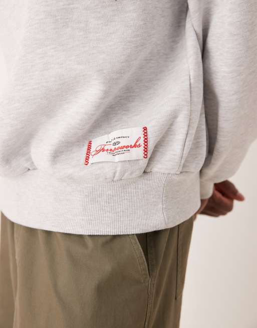 ASOS DESIGN oversized sweatshirt with label in heather gray
