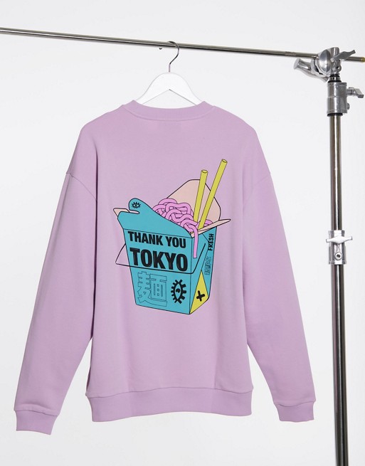 ASOS DESIGN oversized sweatshirt with large noodle back print