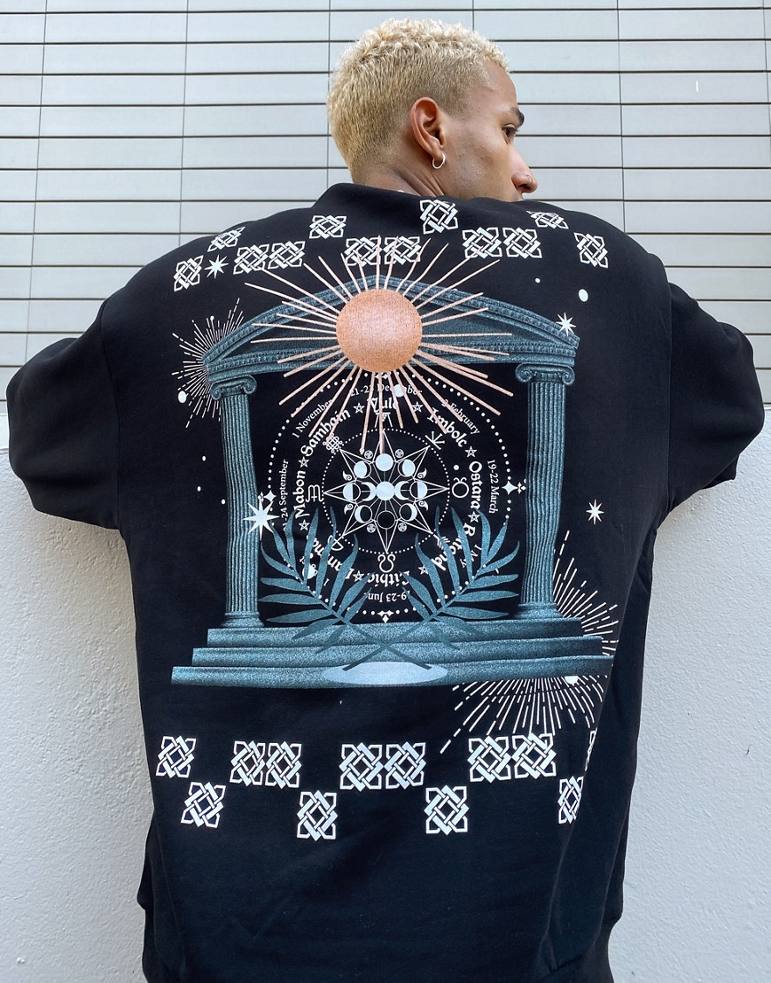 ASOS DESIGN oversized sweatshirt with large photographic back print in black