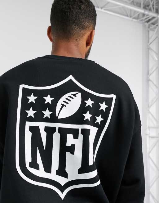 ASOS Design Unisex Oversized Hoodie with NFL Logo Prints in Black