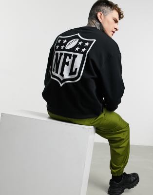 ASOS Design Unisex Oversized Hoodie with NFL Logo Prints in Black