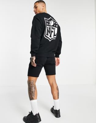 ASOS Design Unisex Oversized Hoodie with NFL Logo Prints in Black