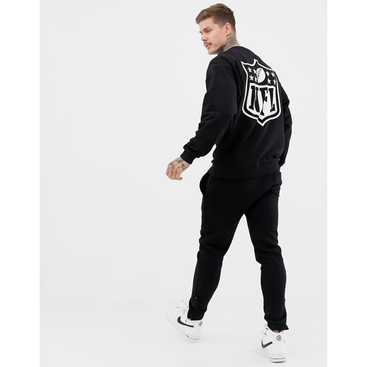 ASOS DESIGN oversized sweatshirt with NFL embroidery and back print in  black | ASOS