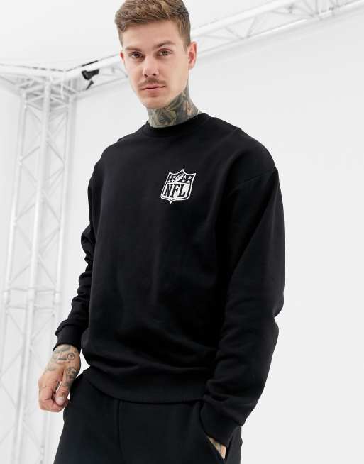 ASOS DESIGN oversized sweatshirt with NFL embroidery and back print in  black | ASOS