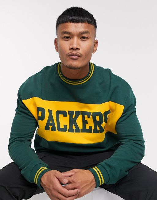 ASOS DESIGN oversized sweatshirt with NFL Packer print in green