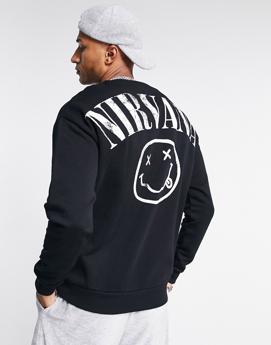 ASOS DESIGN oversized sweatshirt with Nirvana back print in black