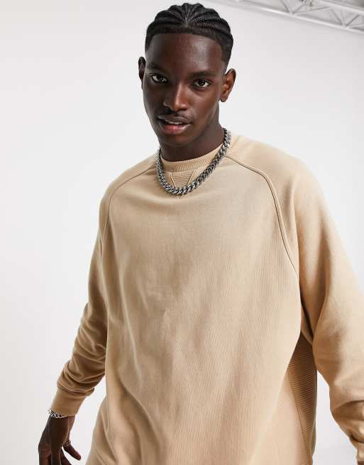 Asos design oversized discount sweatshirt in beige